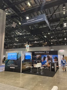 20x20 trade show booth for Waypoint TV at 2022 ICAST