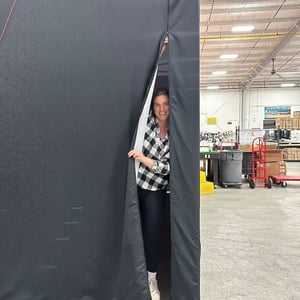 Zippered walls allow the tent to be fully enclosed.