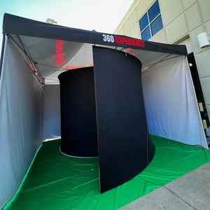 Looking inside at the curved media walls.