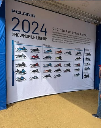 Polaris Snowmobiles Truss Structure Inside Wall Featuring Snowmobile Models at Hay Days 2023