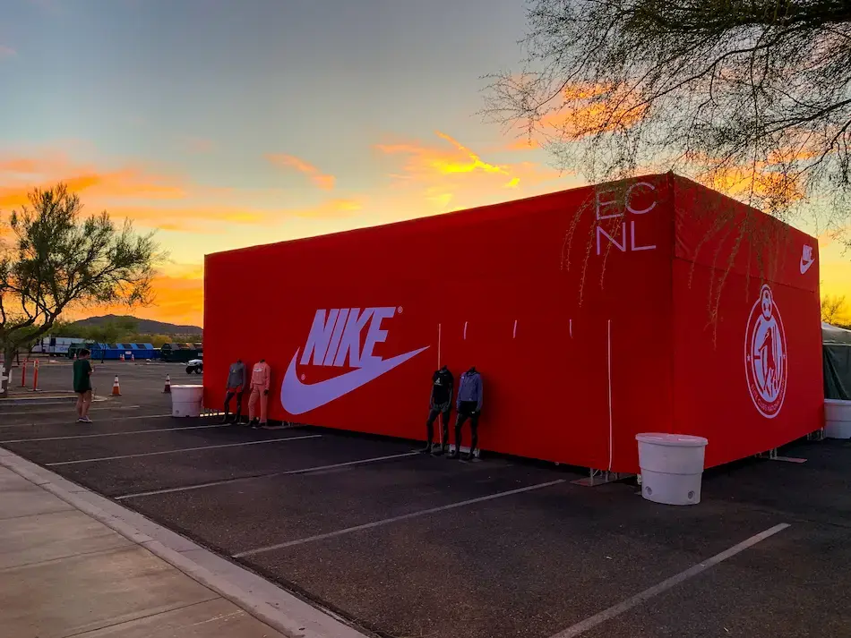 Sports Endeavors Nike Shoebox Structure At Sunset