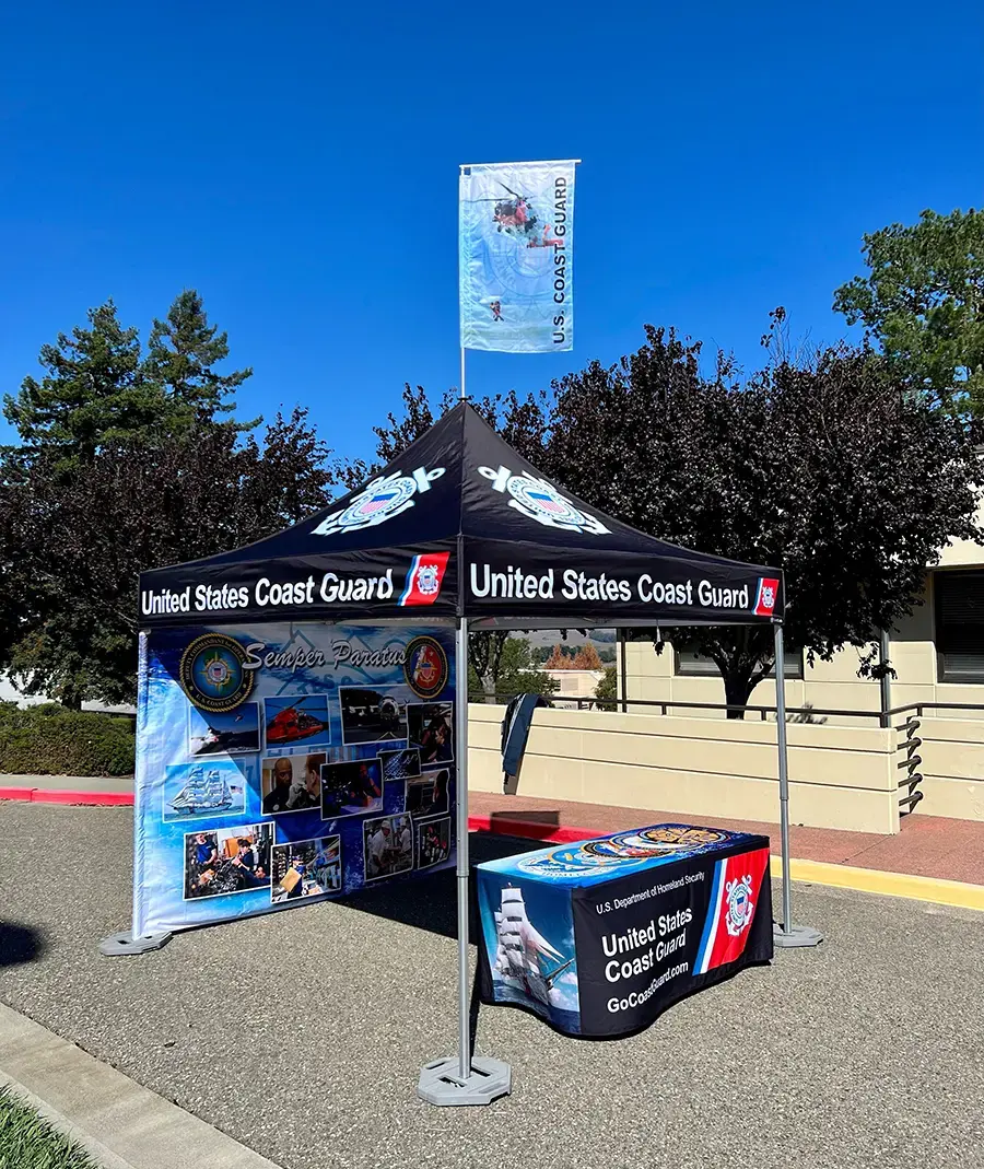 10x10 Heavy-duty Pop-up Tent and Fitted Tablecover for USCG Petaluma, CA Training Center | Military | Government