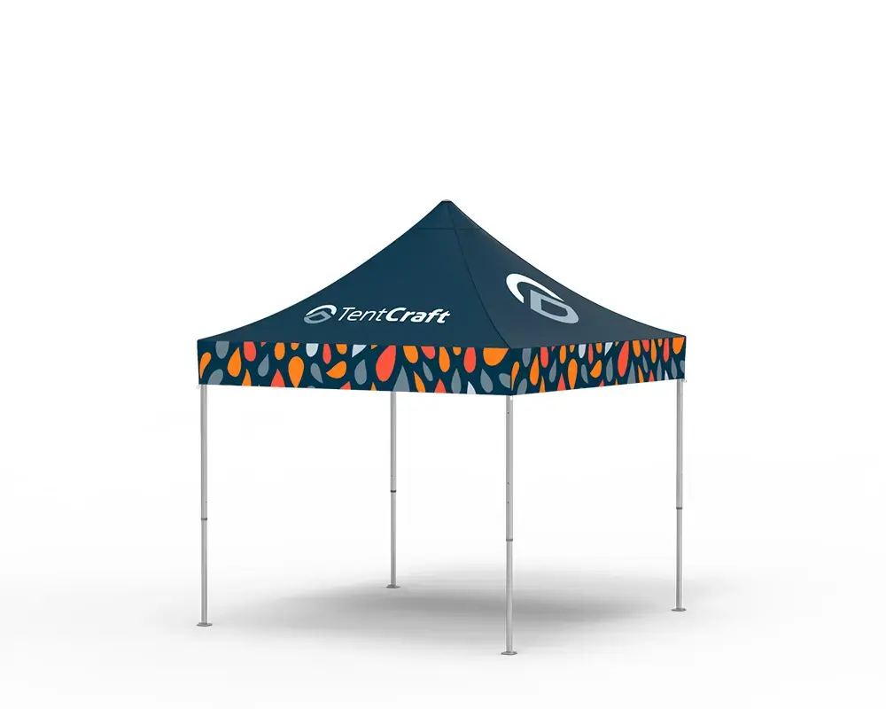 Rendering of 10x10 tent with printed canopy