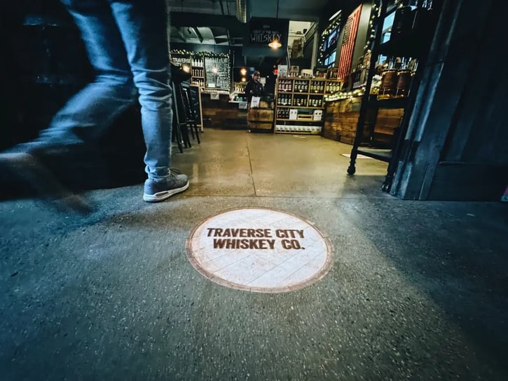Custom floor decal at Traverse City Whiskey Co