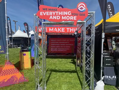TentCraft 2023 Sea Otter Classic Setup With Lollipop and On-tent Rigid Signs