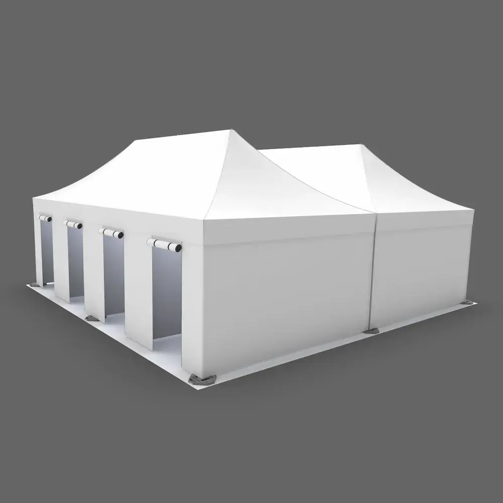 two back-to-back 13x26 four room medical infirmary tents for coronavirus treatment