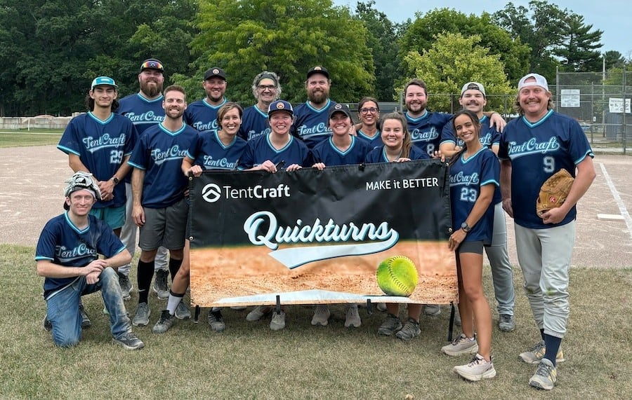 TentCraft team at a baseball game