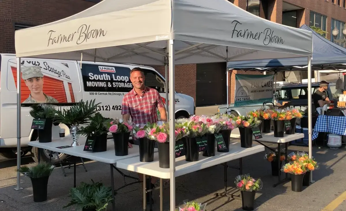 Flower shop tent for farmers market